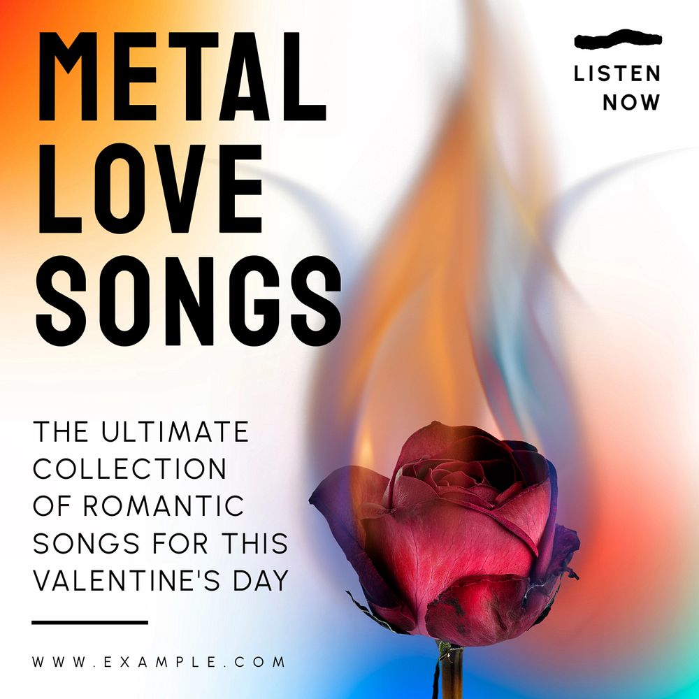 Metal love song Instagram post template, editable text