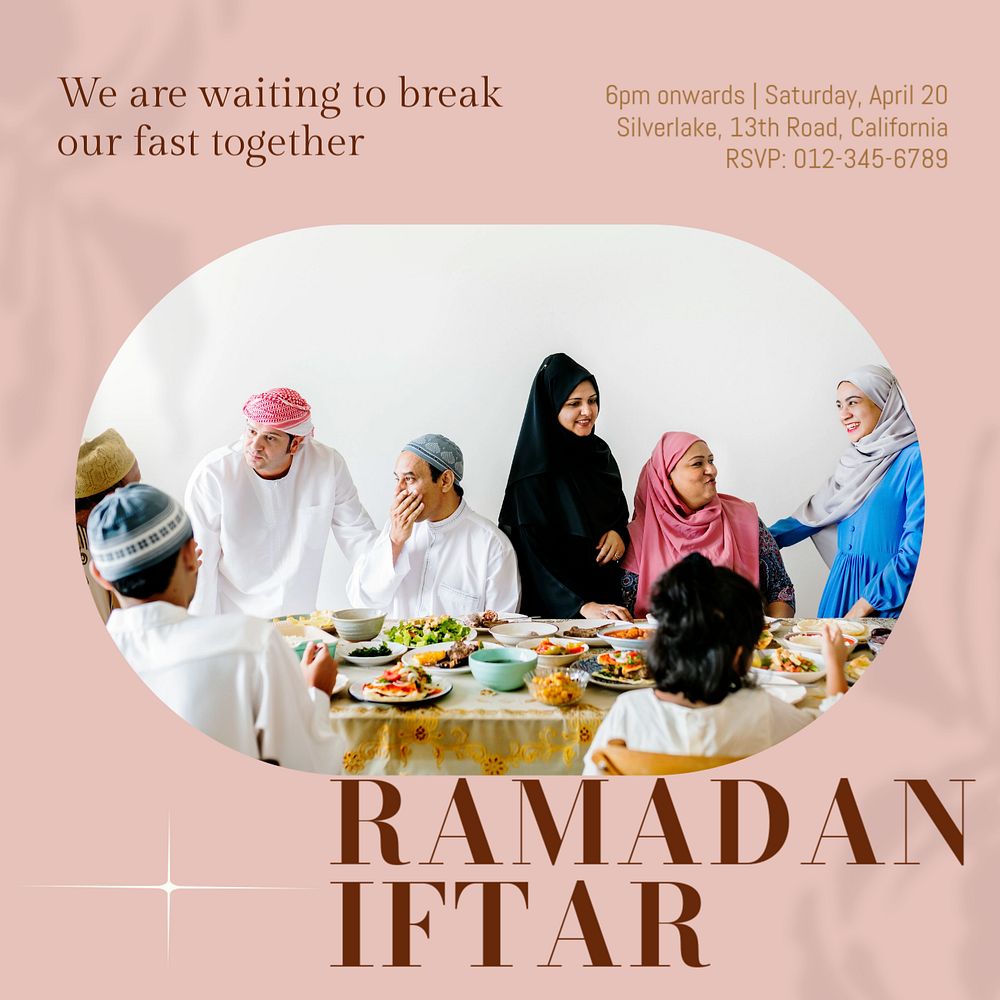 Ramadan Iftar  Instagram post template, editable text