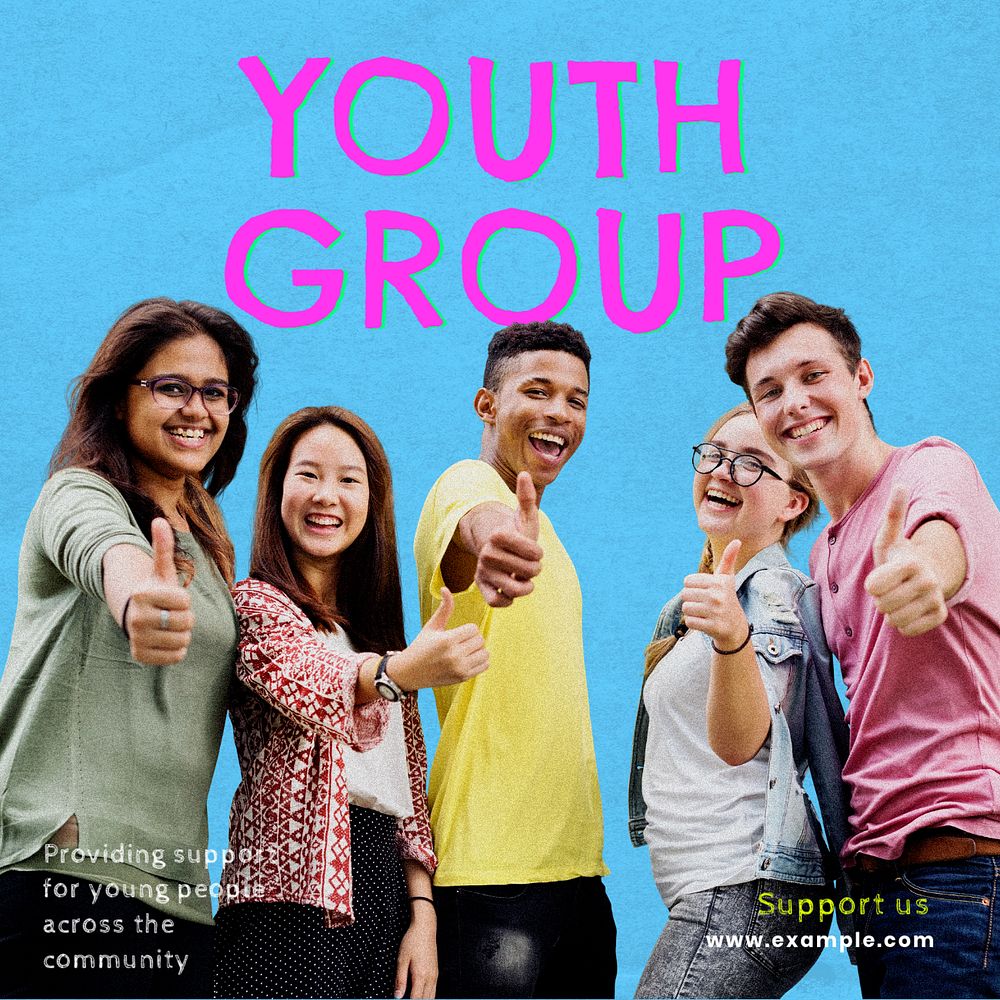 Youth group Instagram post template, editable text