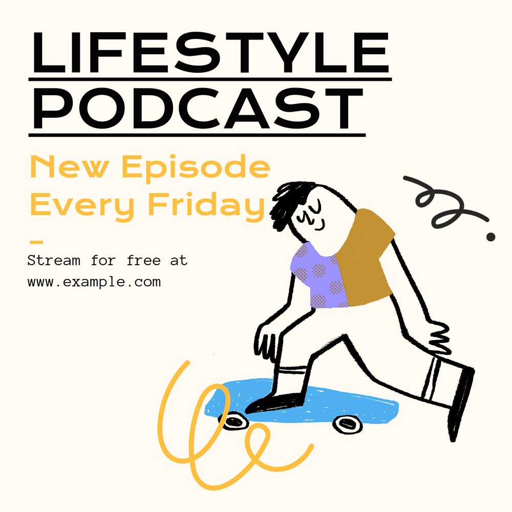 Lifestyle podcast Facebook post template, editable design