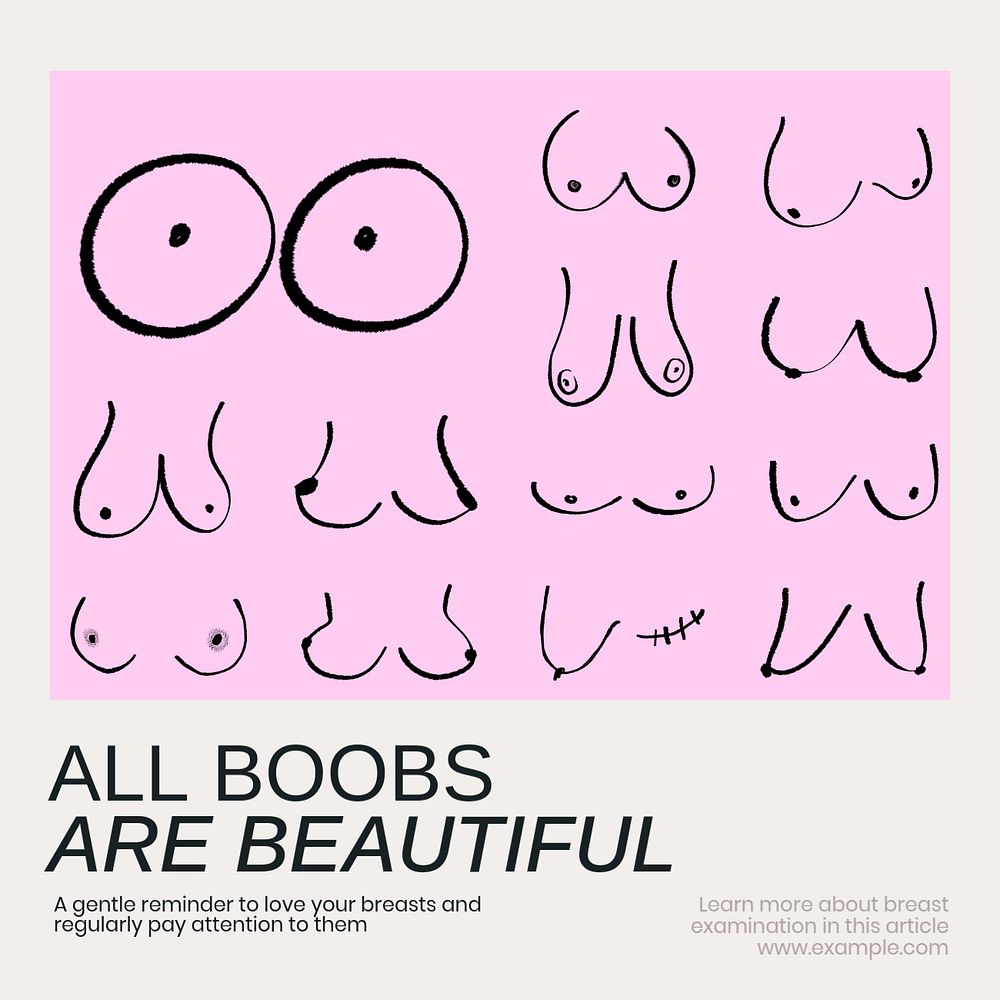 All boobs are beautiful Instagram post template, editable text