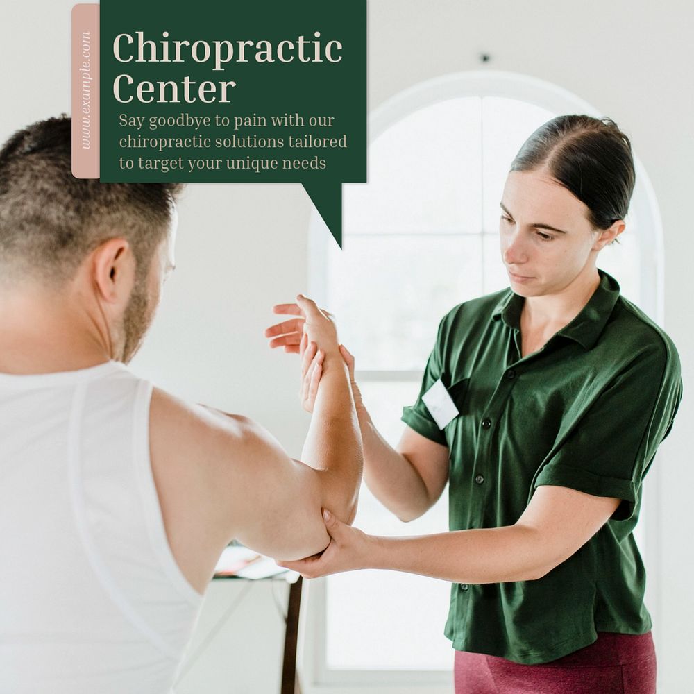 Chiropractic center Instagram post template, editable text