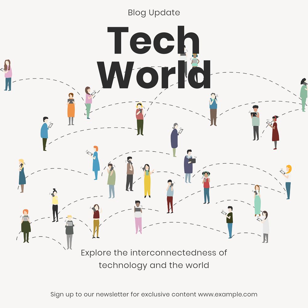 Tech world Instagram post template, editable text