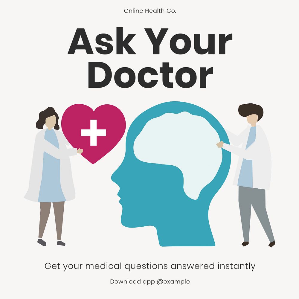 Ask your doctor Instagram post template, editable text