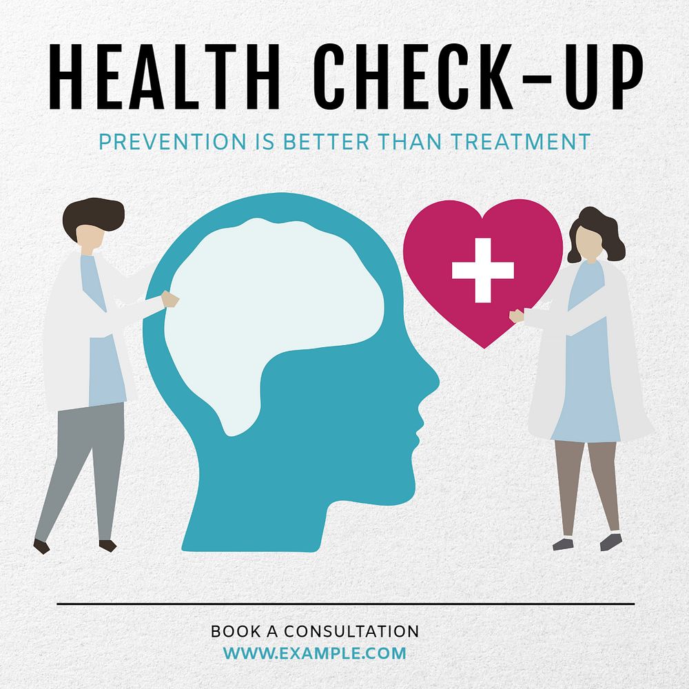 Health check-up Instagram post template, editable text