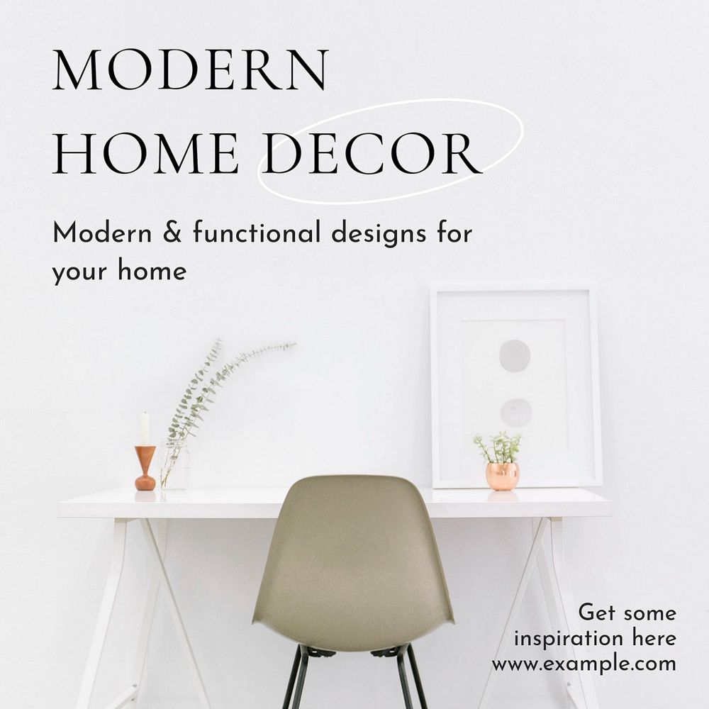 Modern home decor Instagram post template, editable text