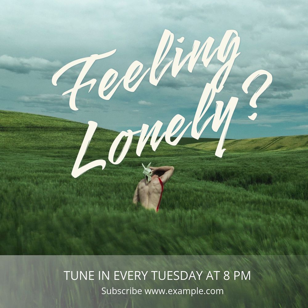 Loneliness podcast Instagram post template, editable text