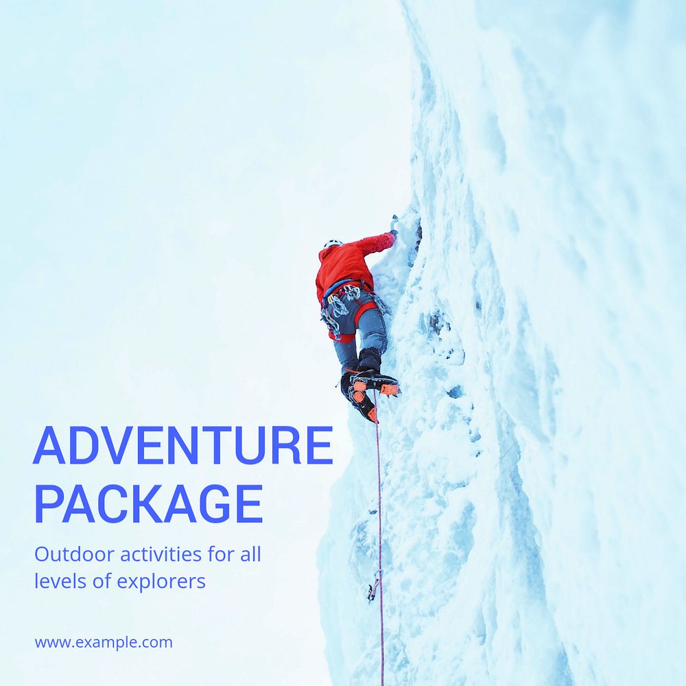 Adventure package Instagram post template, editable text