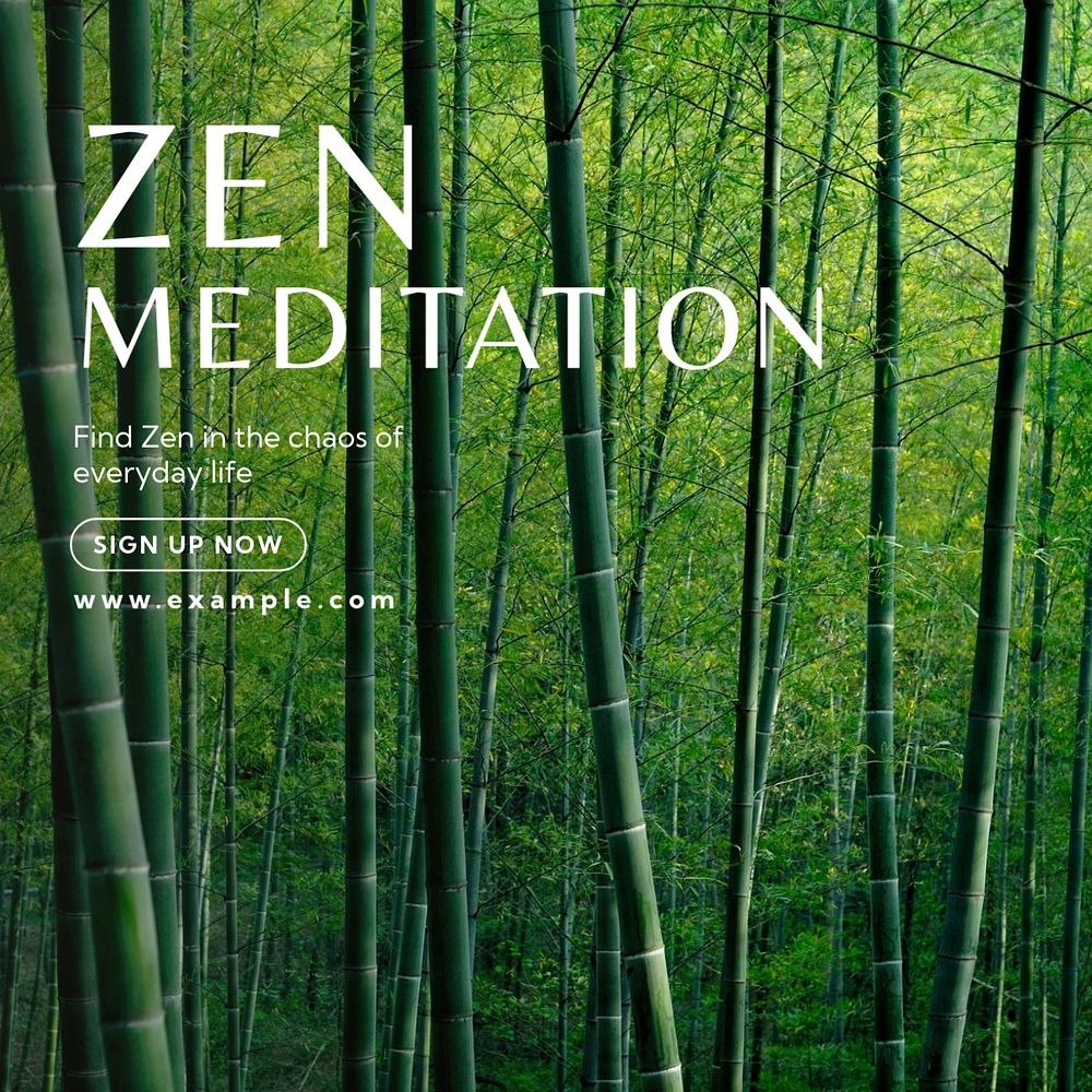 Zen meditation Instagram post template, editable text