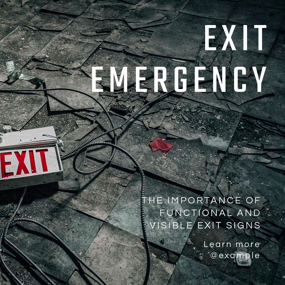 Exit emergency Instagram post template, editable text