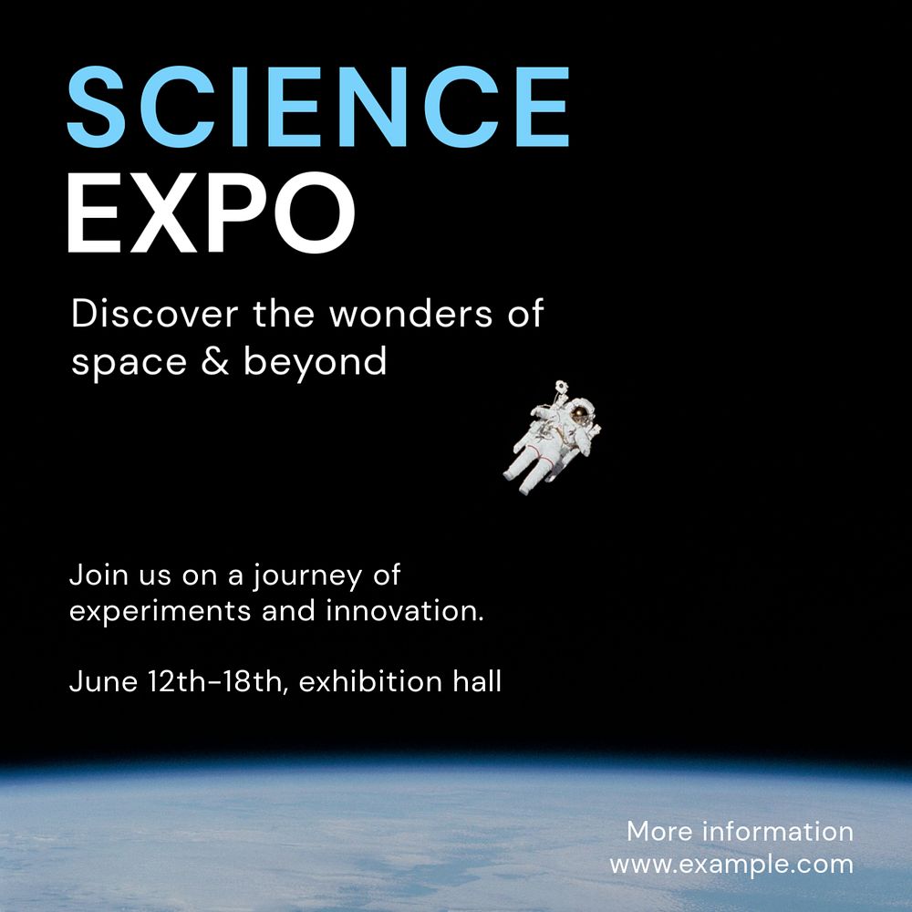 Science expo Instagram post template, editable text