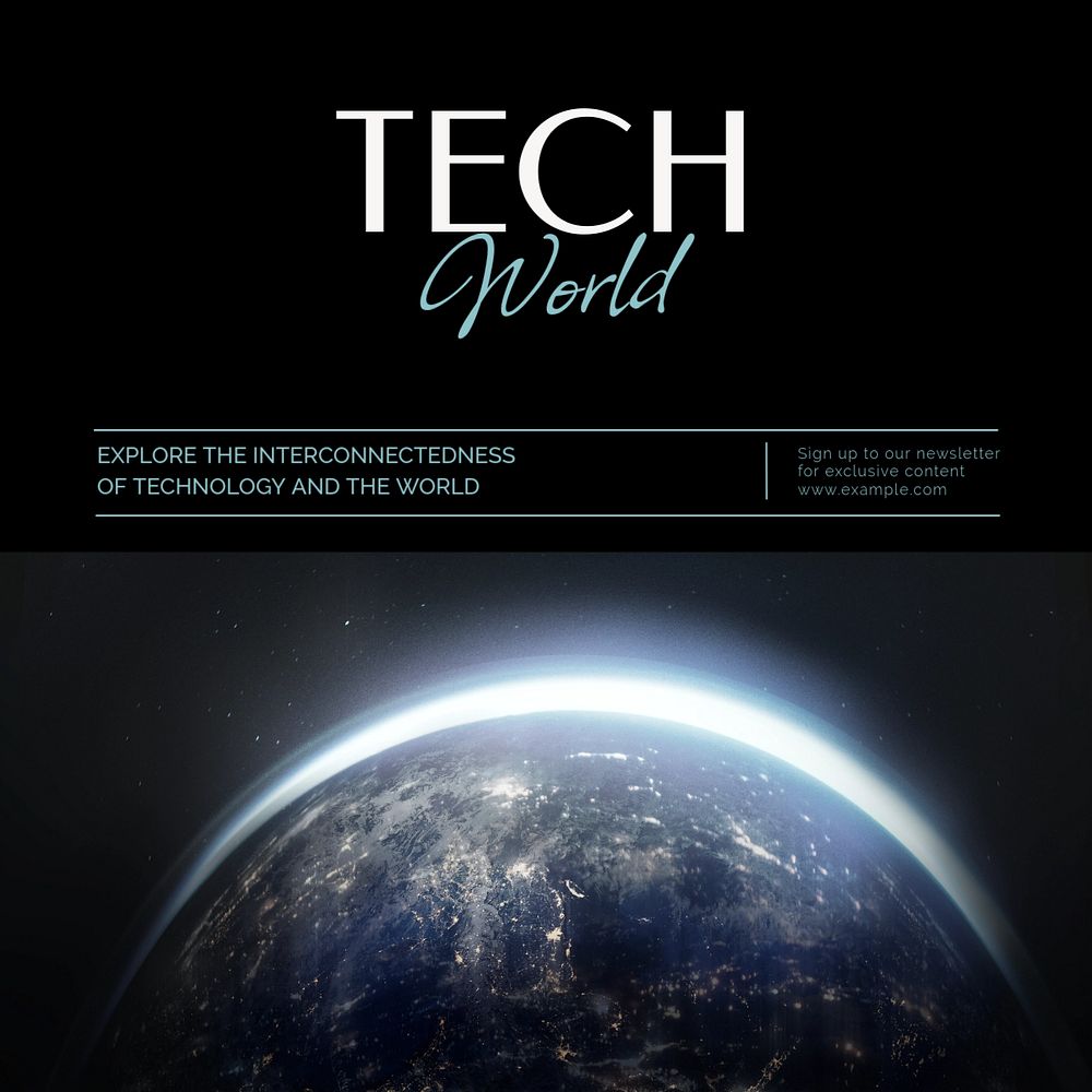 Tech world   Instagram post template, editable text