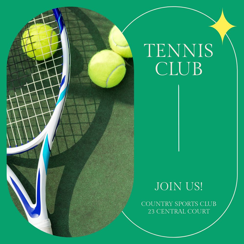 Tennis club Instagram post template, editable text