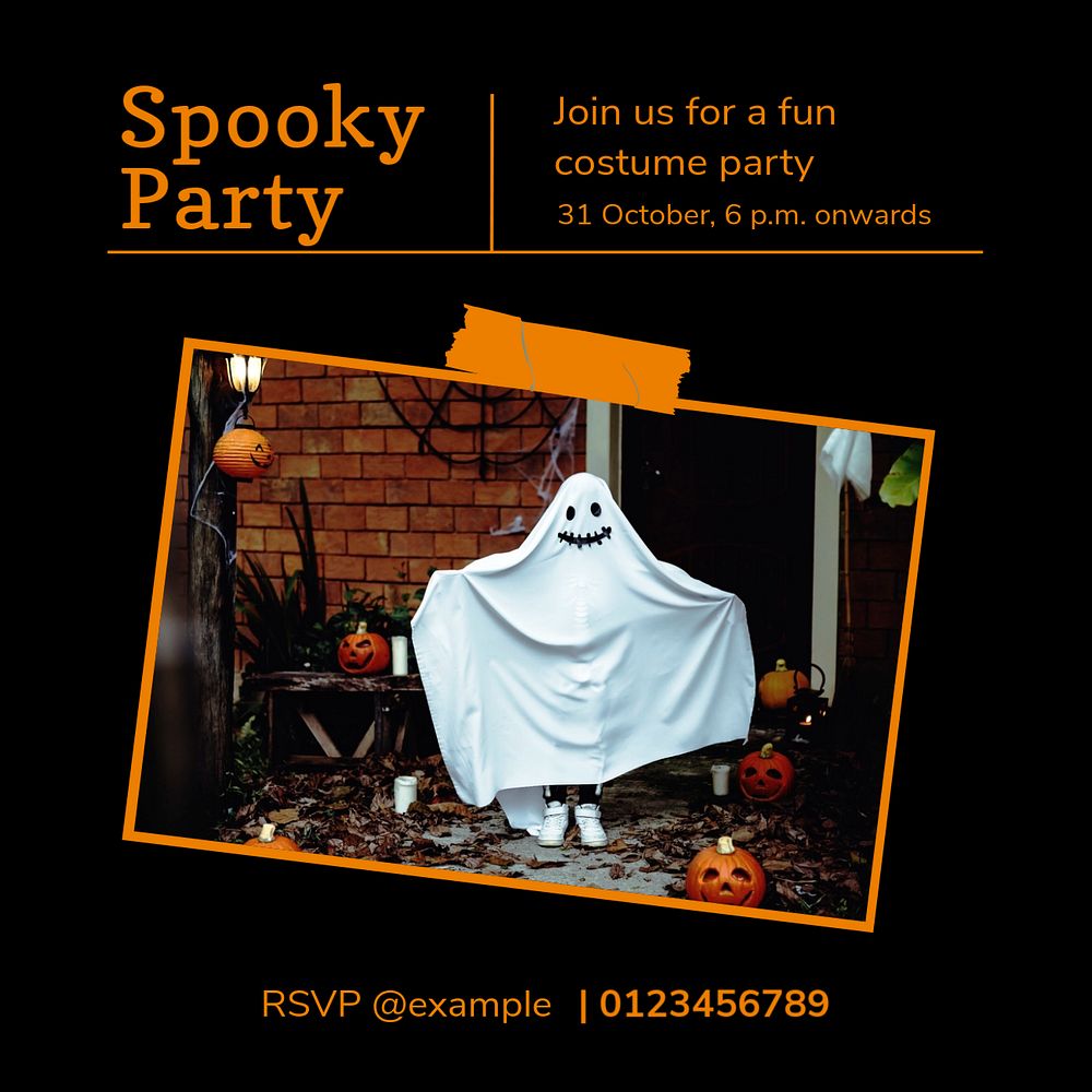 Halloween party Instagram post template, editable text