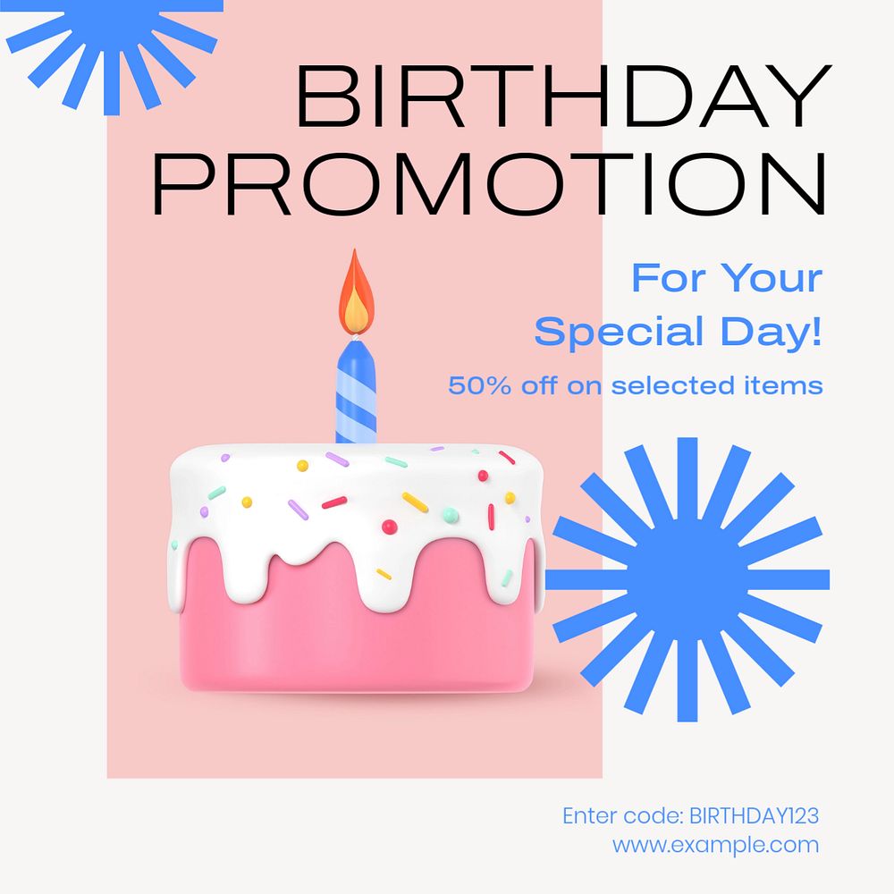 Birthday promotion Instagram post template, editable text