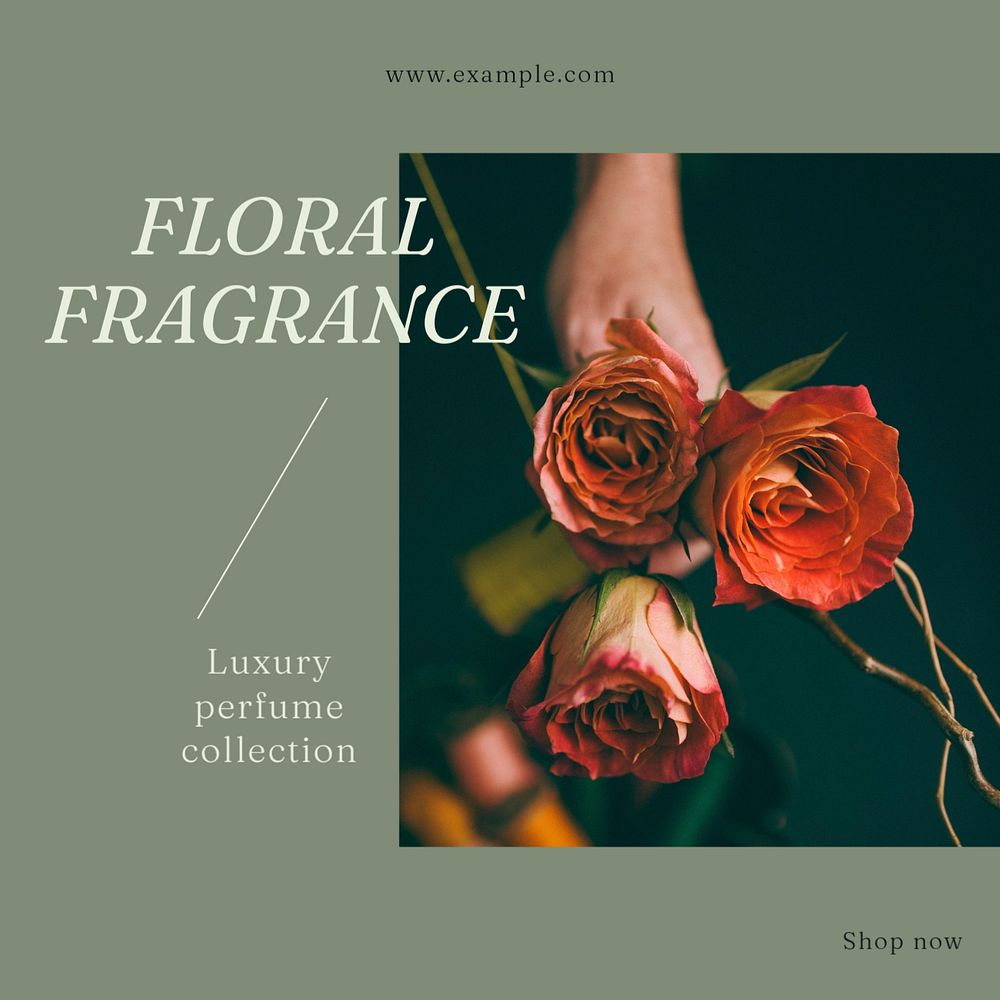 Floral fragrance Instagram post template, editable text