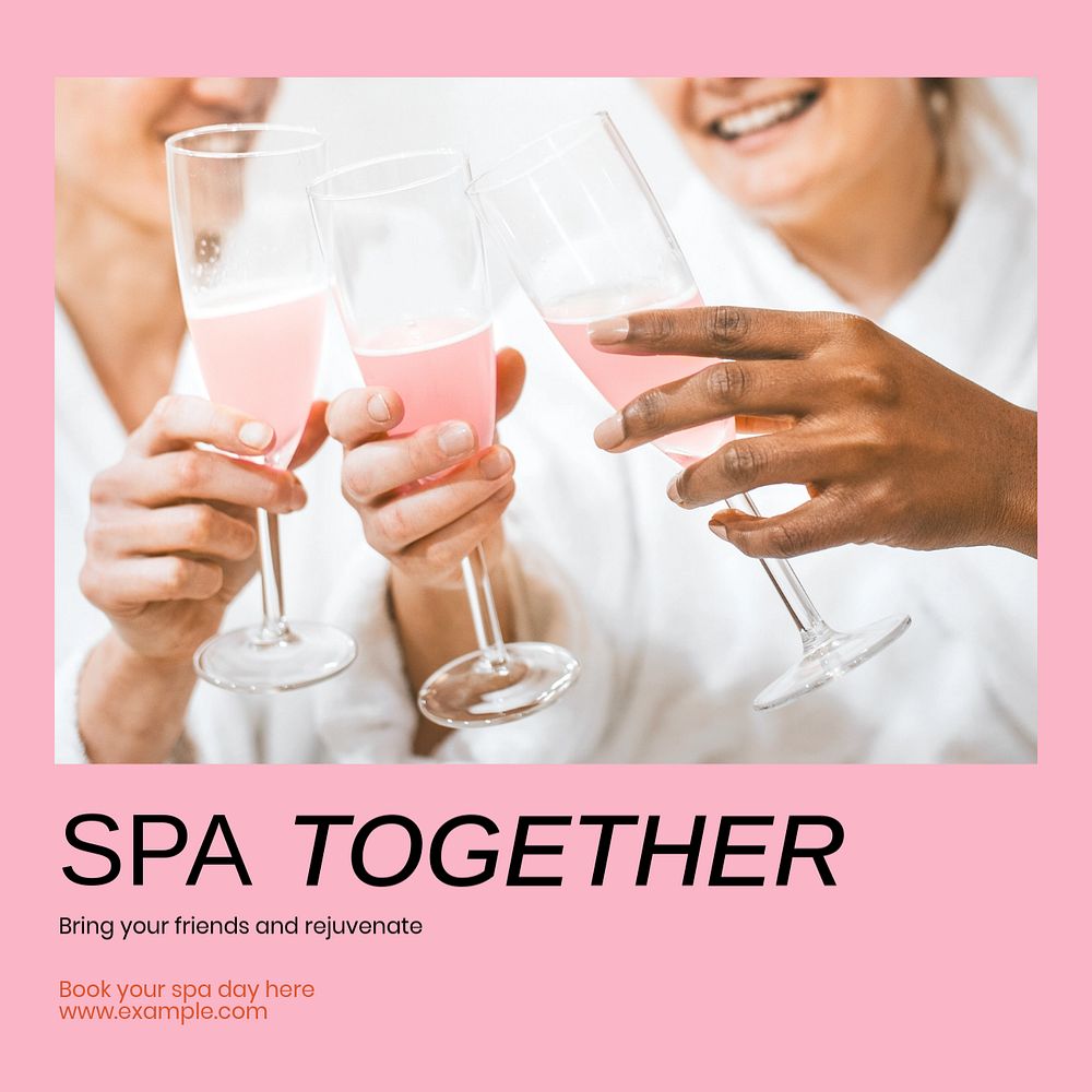 Spa with friends Instagram post template, editable text