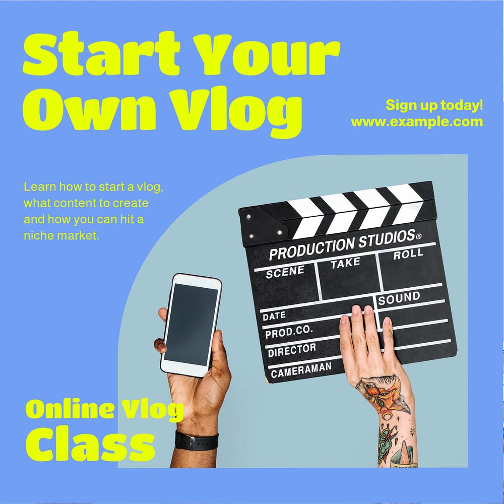 Start a vlog Instagram post template, editable text