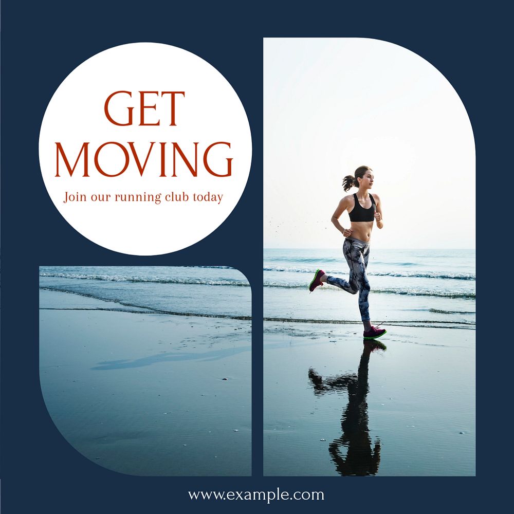 Get moving Instagram post template, editable text