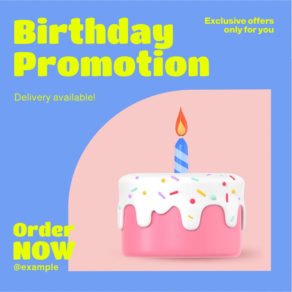 Birthday promotion Instagram post template, editable text