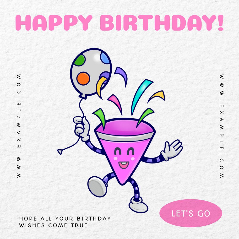 Happy birthday Instagram post template, editable text