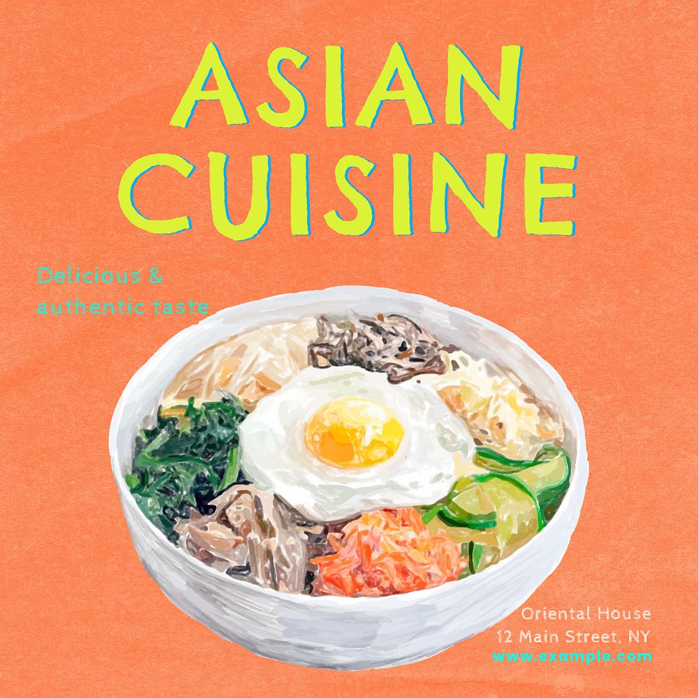 Asian cuisine Instagram post template, editable text