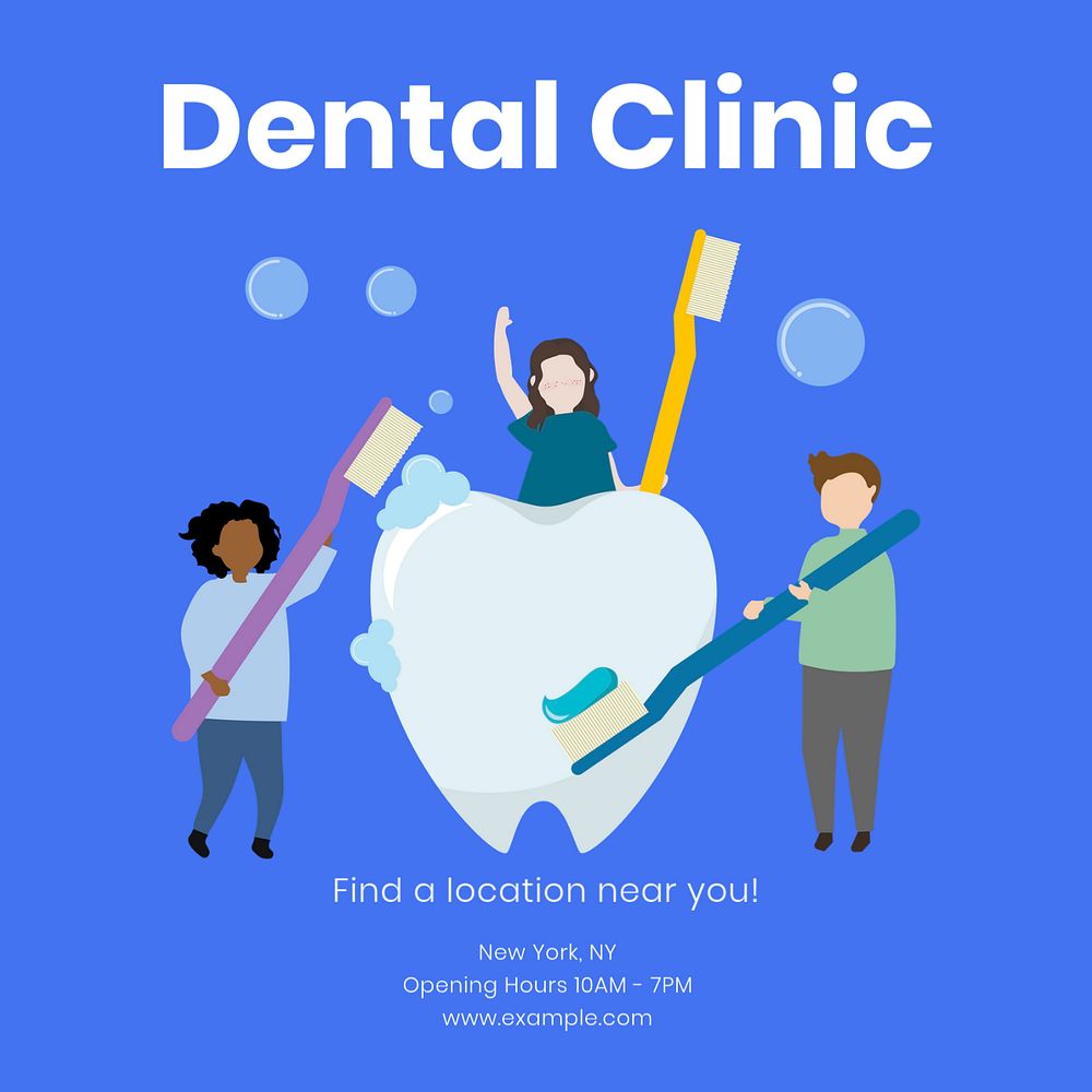 Dental clinic Instagram post template, editable text