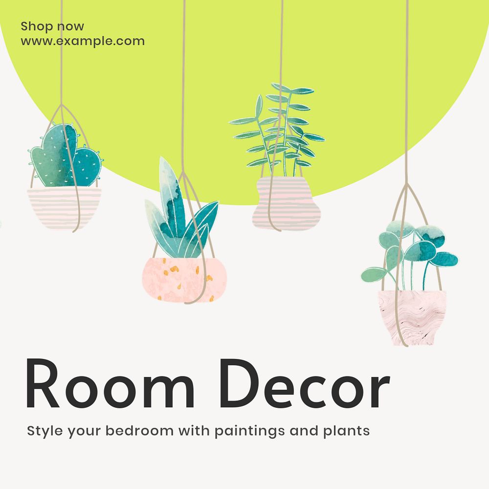 Room decoration Instagram post template, editable text