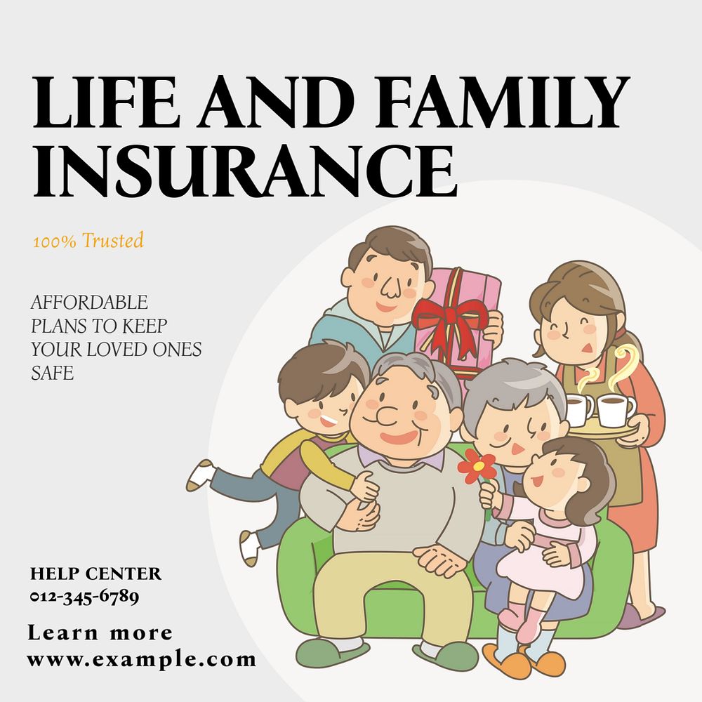 Life insurance Instagram post template, editable text