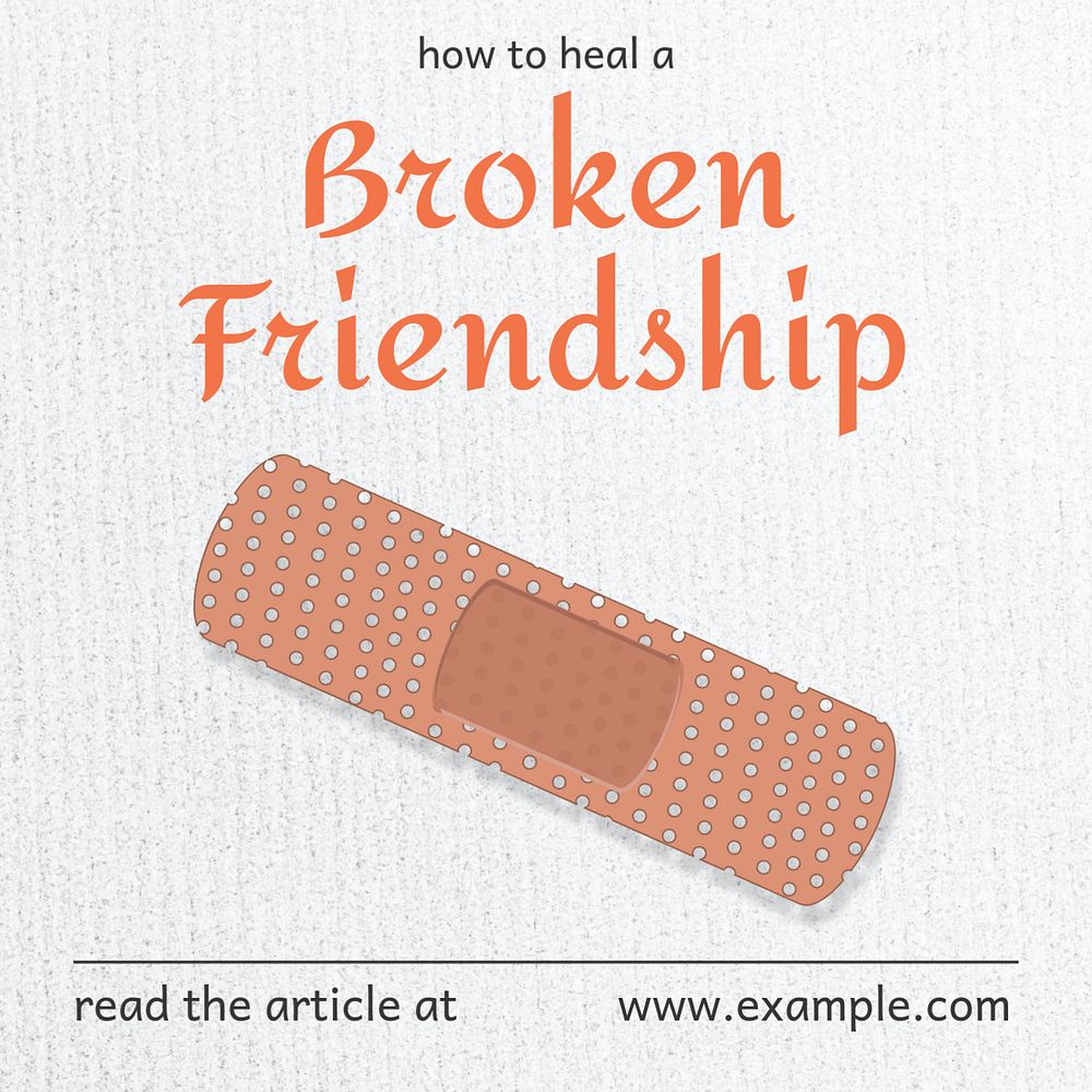 Broken friendship Instagram post template, editable text