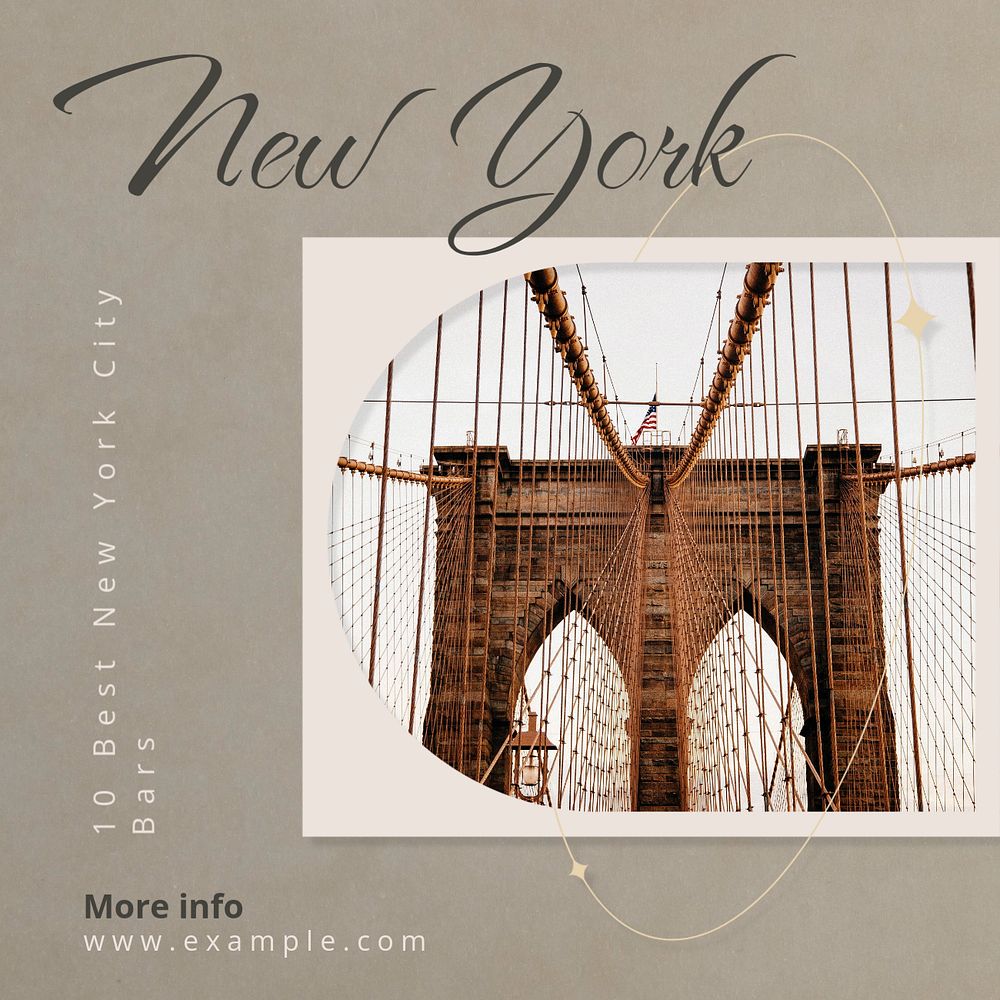 New York city Instagram post template, editable text