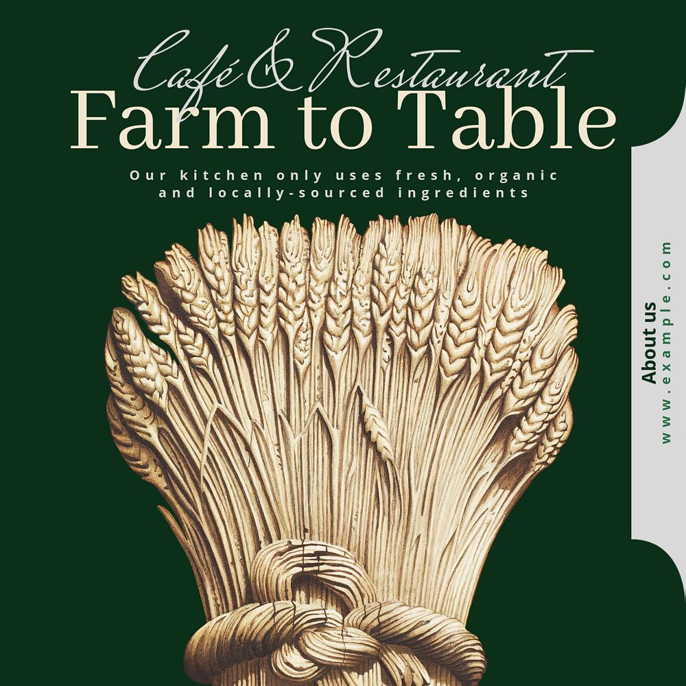 Farm to table   Instagram post template, editable text