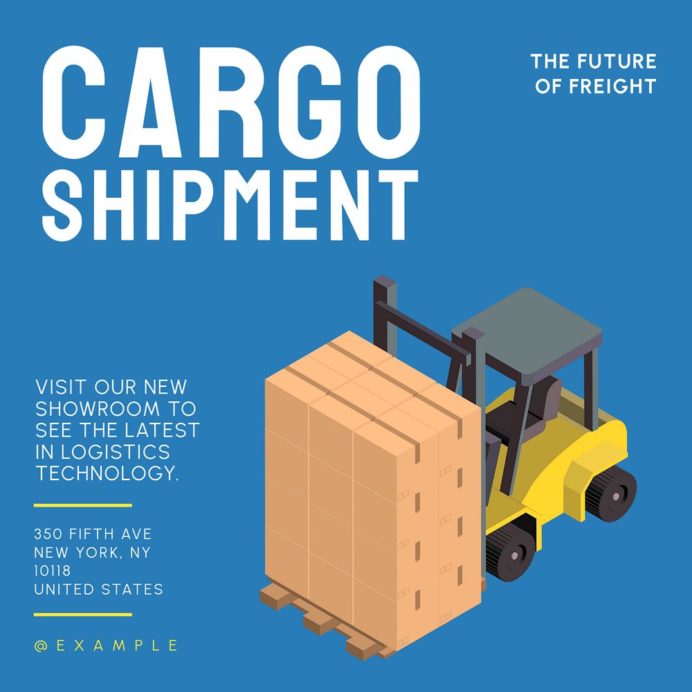 Cargo shipment Instagram post template, editable text