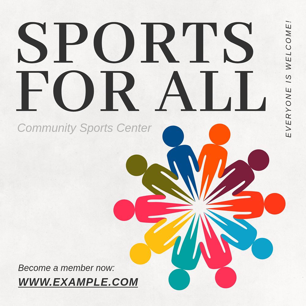 Sports & diversity Instagram post template, editable text