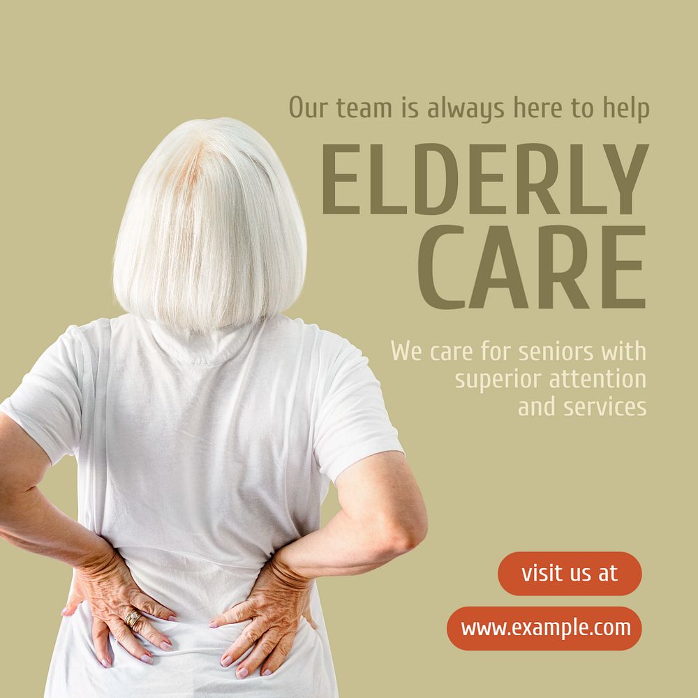 Elderly care Instagram post template, editable text