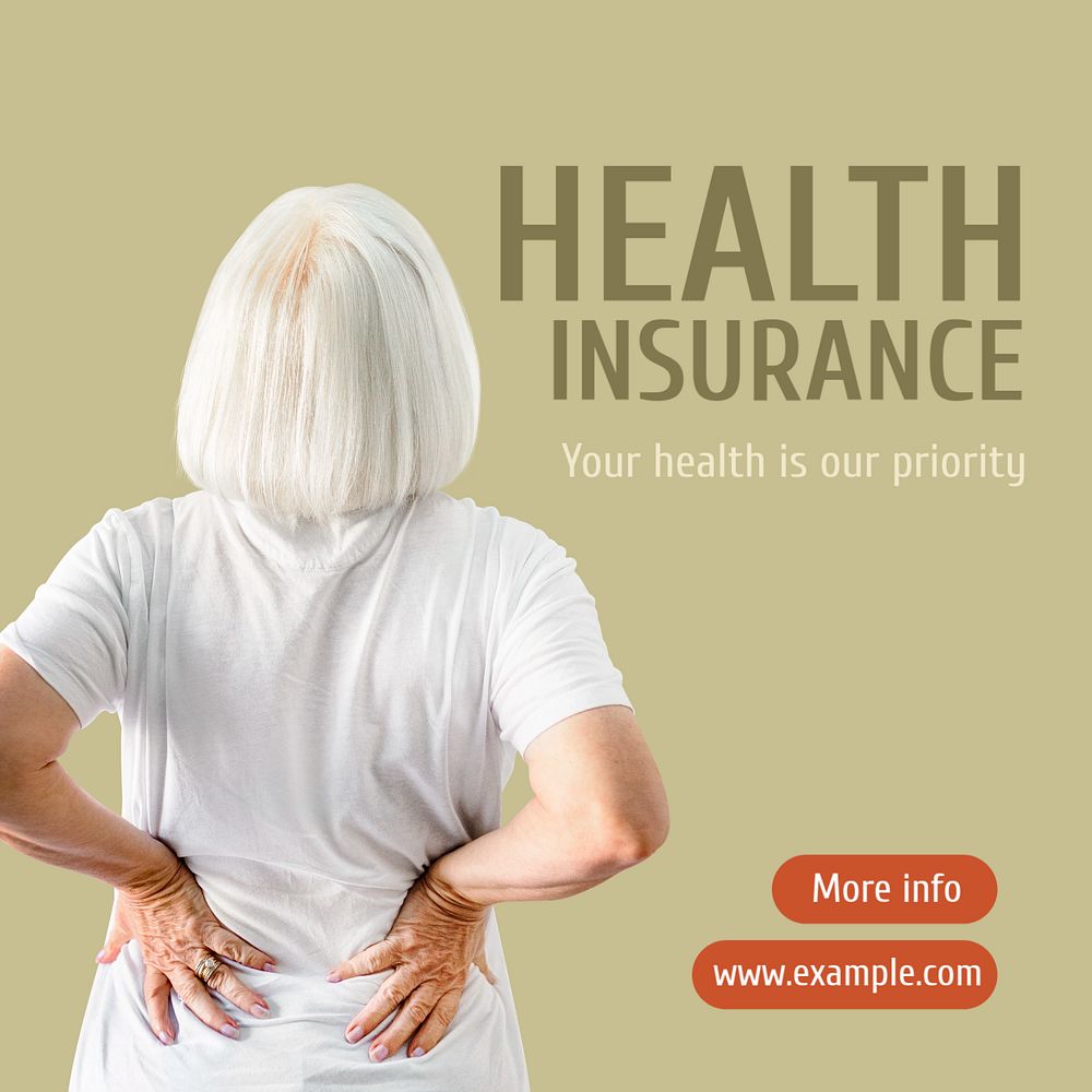 Health insurance Instagram post template, editable text