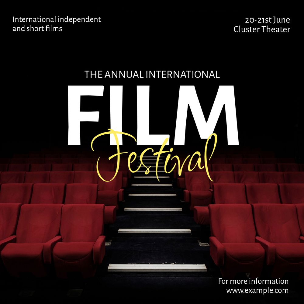 Film festival Instagram post template, editable text