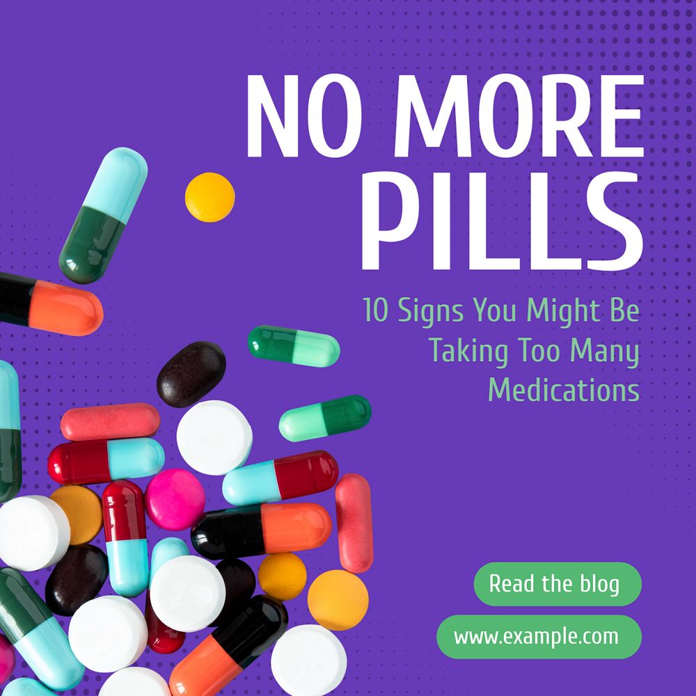 Pills & medication Instagram post template, editable text