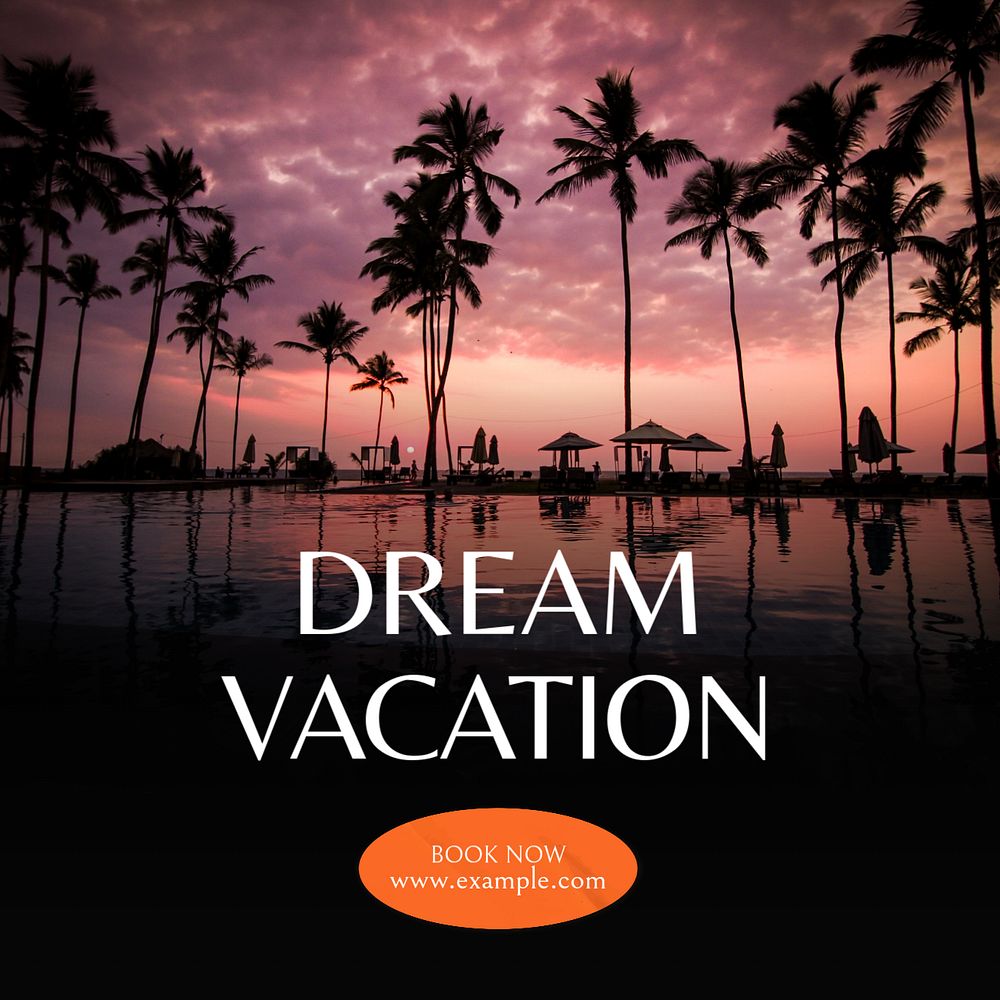 Dream vacation Instagram post template, editable text