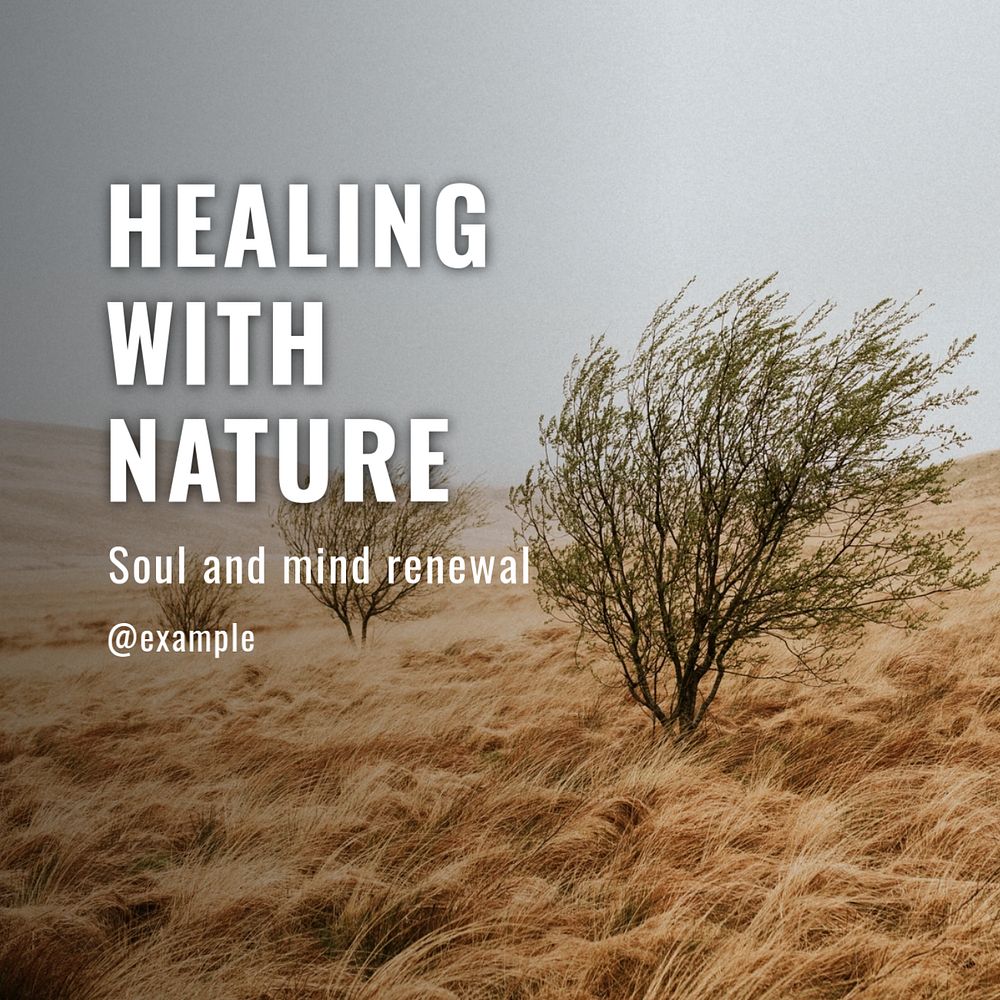 Healing with nature Instagram post template, editable text