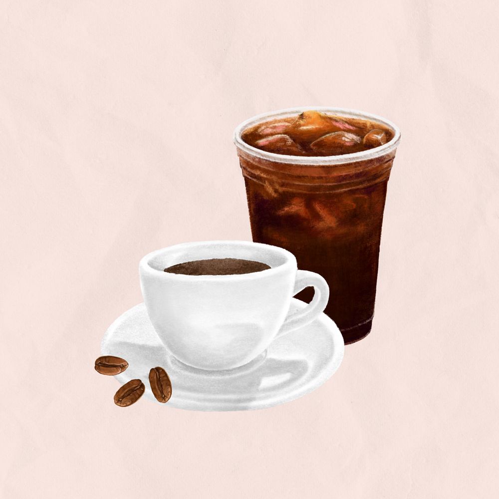 Cafe coffee, pink aesthetic background, editable design