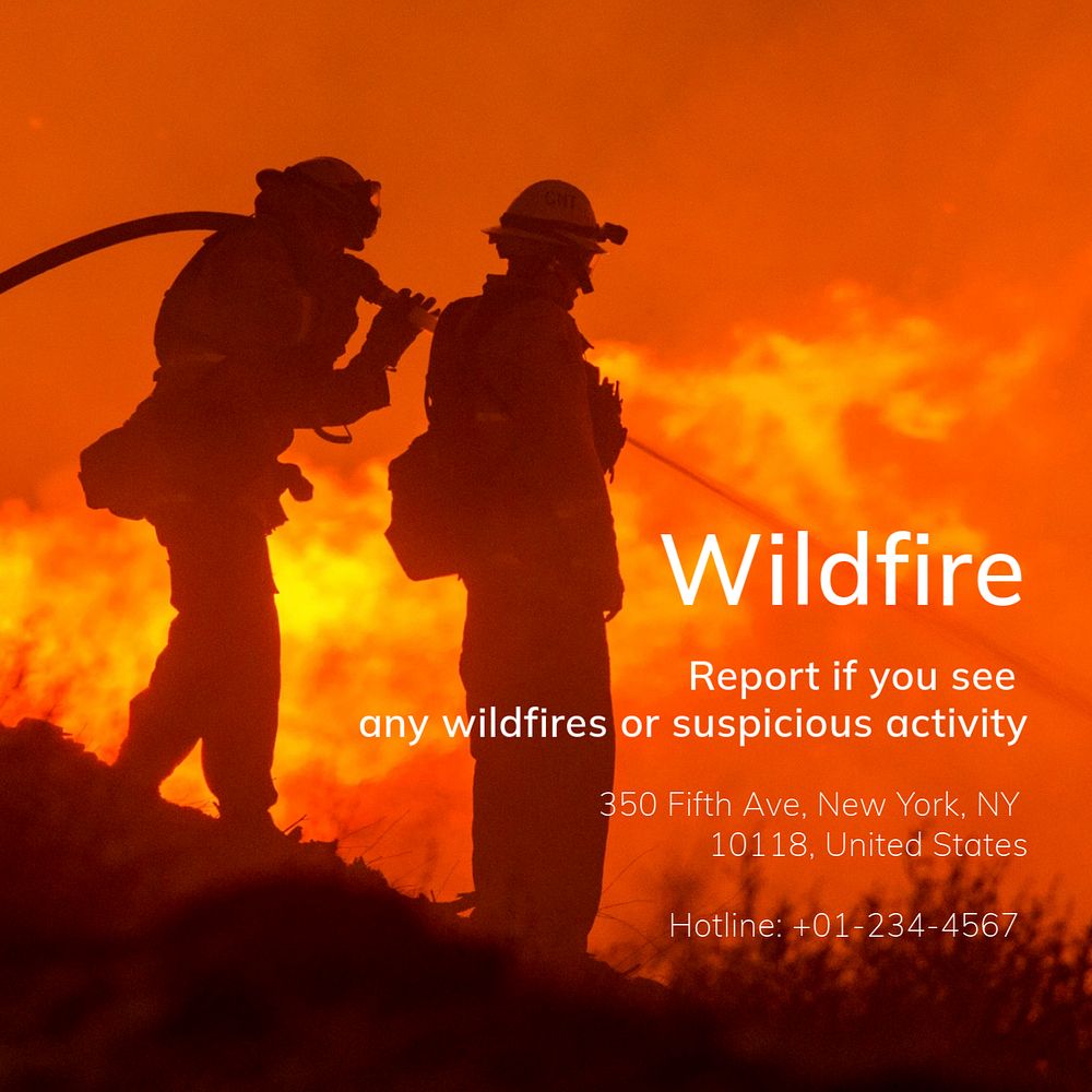 Wildfire report Instagram post template, editable text