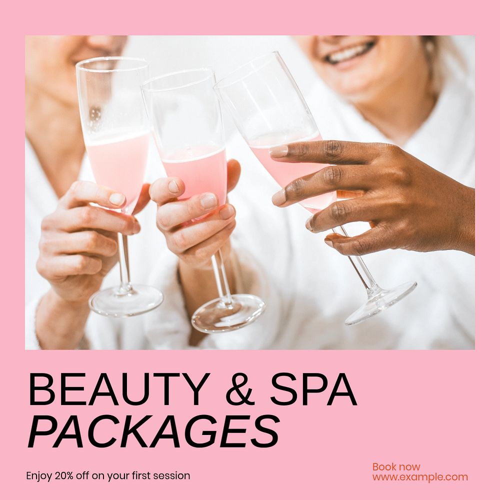 Beauty spa package Instagram post template, editable text