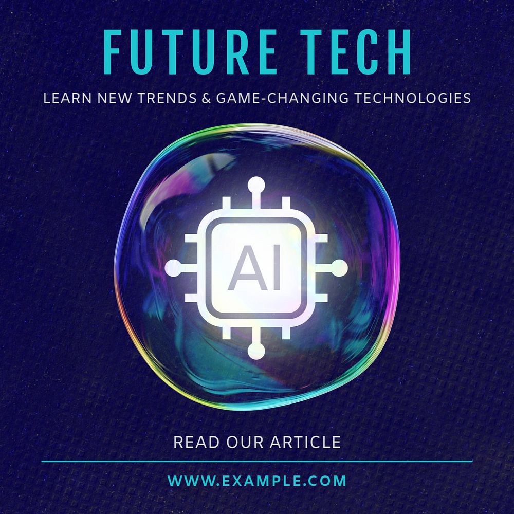 Future technology Instagram post template, editable text