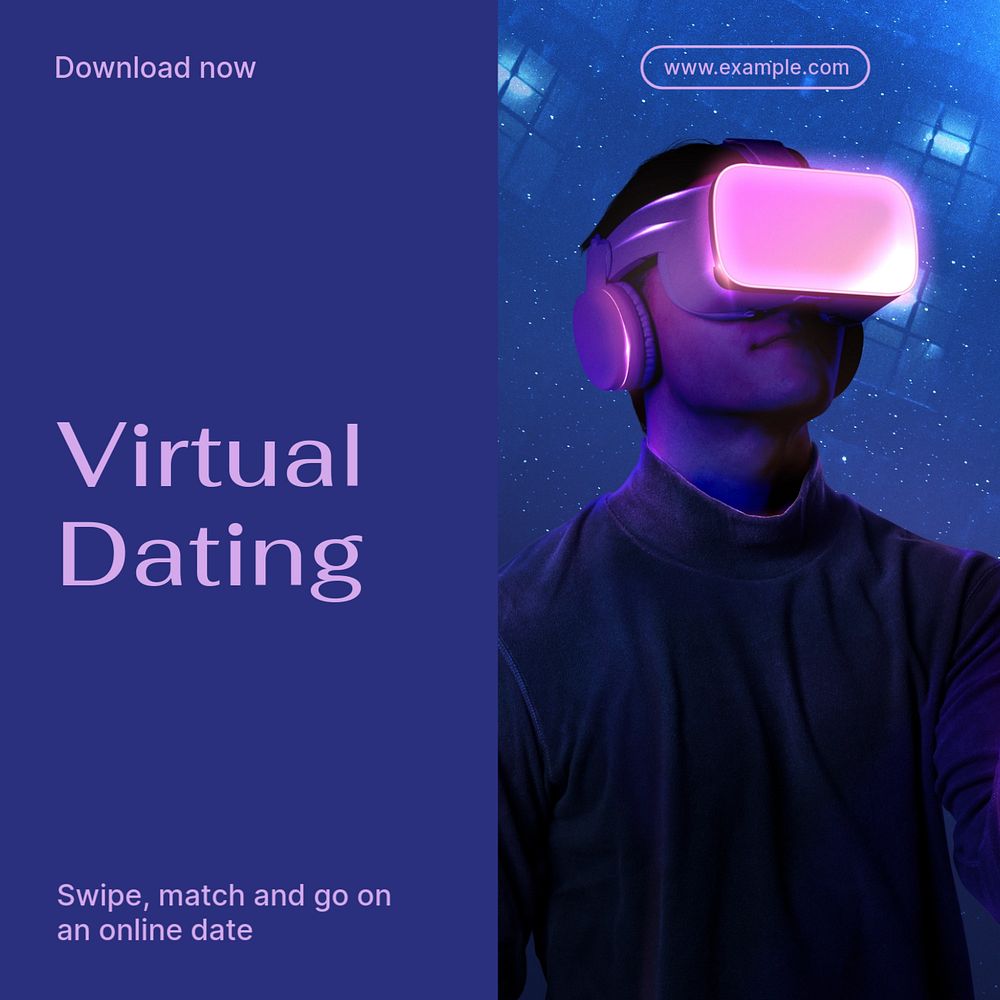 Virtual dating Instagram post template, editable text