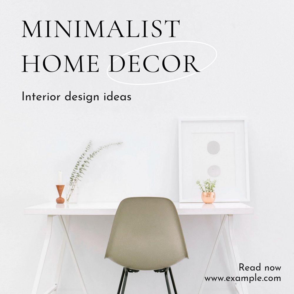 Minimalist home decor Instagram post template, editable text