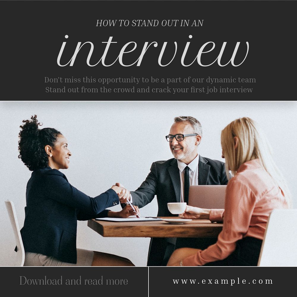 Interview Instagram post template, editable text