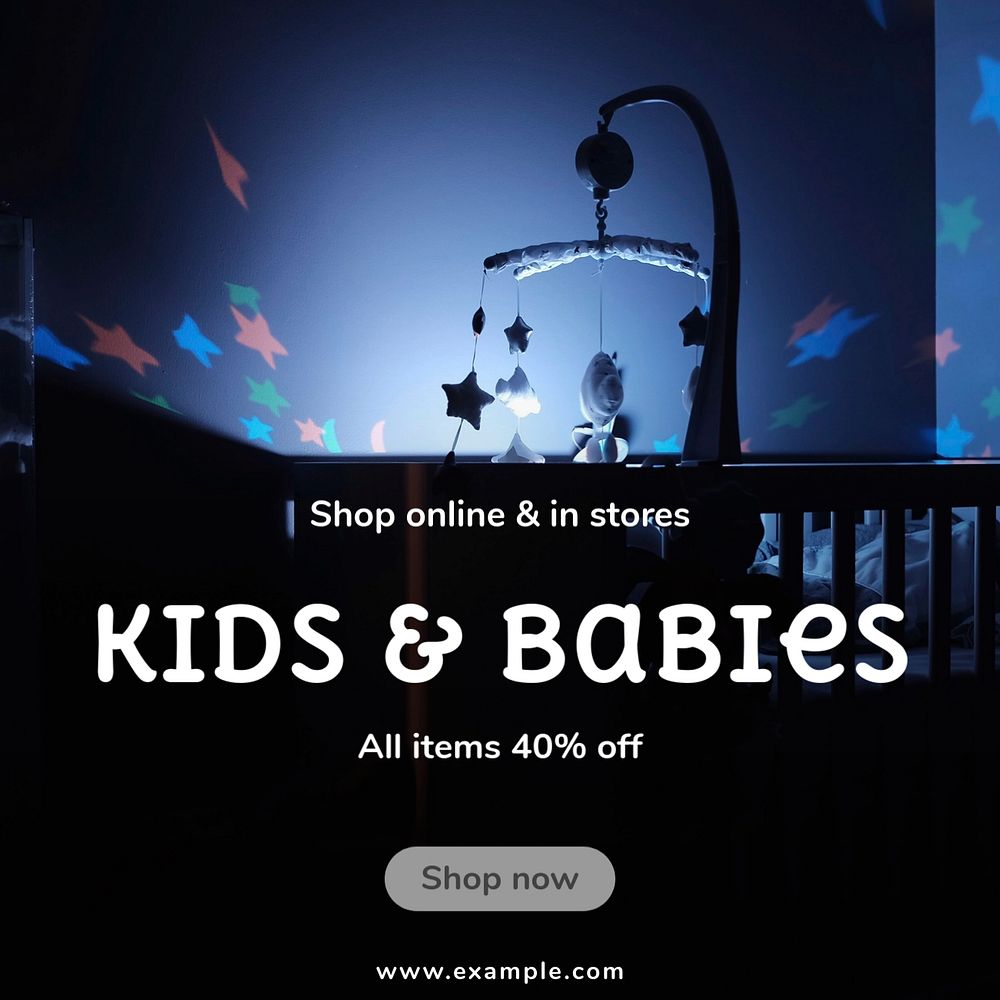 Sale, kid & baby Instagram post template, editable text