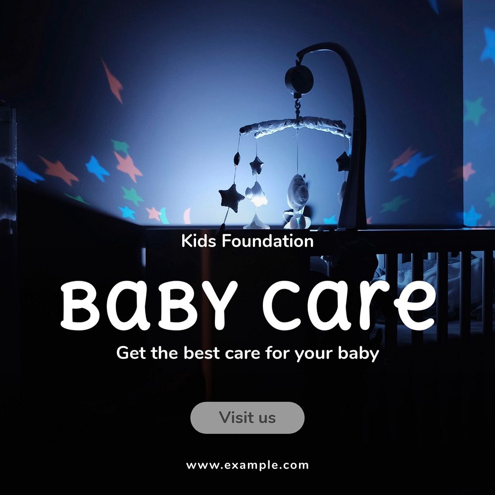 Baby care Instagram post template, editable text