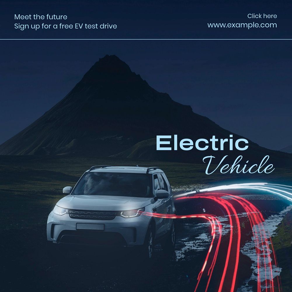 EV car Instagram post template, editable text